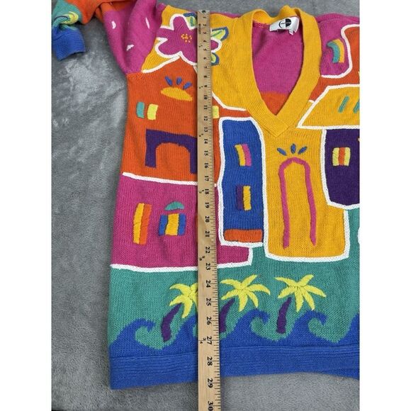 Vintage 90s Knit Pullover Sweater Women's Size Medium Pink - Picture 8 of 9